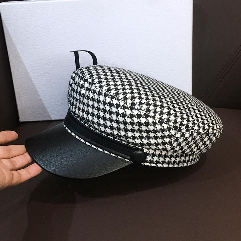 Nước TẤN-Swhbias Hình Bát Giác Bộ Đội Nữ Kẻ Sọc Da Tấm Che Chống Newsboy Cap 2020 Mới Vintage Mùa Thu Đông Mũ Nồi Nữ Xinh Xắn