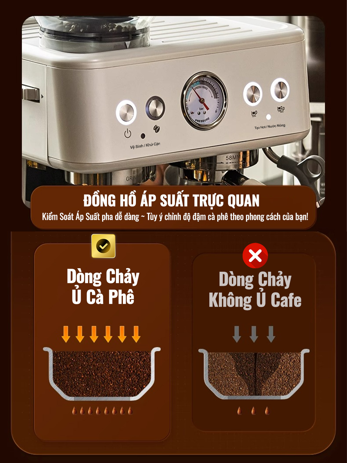 Máy pha cà phê espresso CF07-PLUS tích hợp xay hạt cà phê 20 mức, đánh bọt sữa, pha espresso 20 bar mạnh mẽ, 4 trong 1 tiện lợi, 2 boilers và DIY kiểm soát nhiệt độ 3 cấp, họng pha chuyên nghiệp 58mm