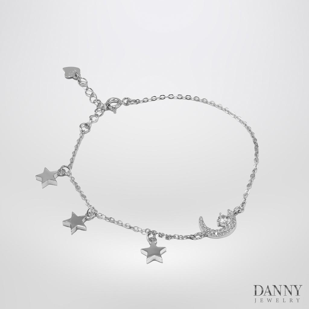 Lắc Tay Danny Jewelry Bạc 925 Xi Rhodium Hoạ tiết Trăng Sao LACY186
