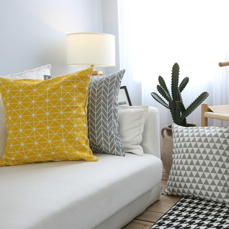 Hình Học Nghệ Thuật Đơn Giản Gối Sofa Gối Đệm Lưới Gối Mô Hình Phòng Gối Không Lõi Vỏ Gối Trang Trí