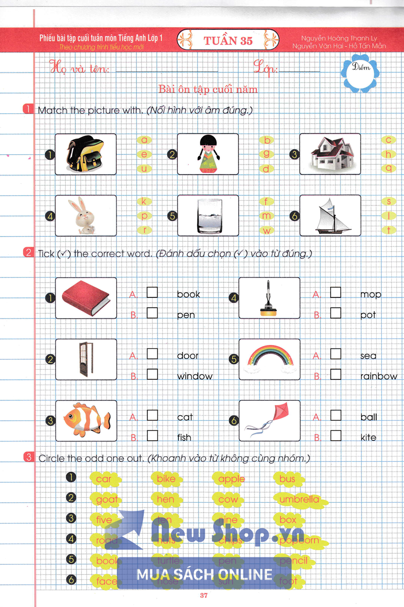Phiếu Bài Tập Cuối Tuần Môn Tiếng Anh Lớp 1 (Theo Chương Trình Tiểu Học Mới) - HA