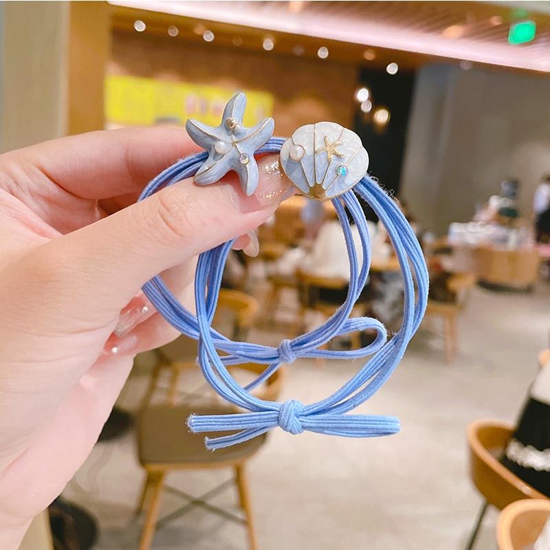 Dây cột tóc màu xanh gắn charm gốm siêu xịn họa tiết thủy cung độc đáo