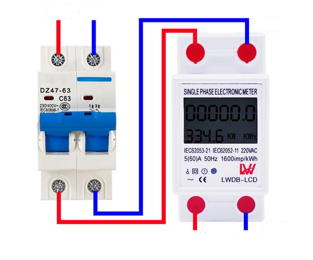 Công Tơ Điện Tử 1P 60A LW Đo Điện Tiêu Thụ Kwh Độ Chính Xác Cao Màn hình LCD ( dùng cho hộ gia đình, phòng trọ)