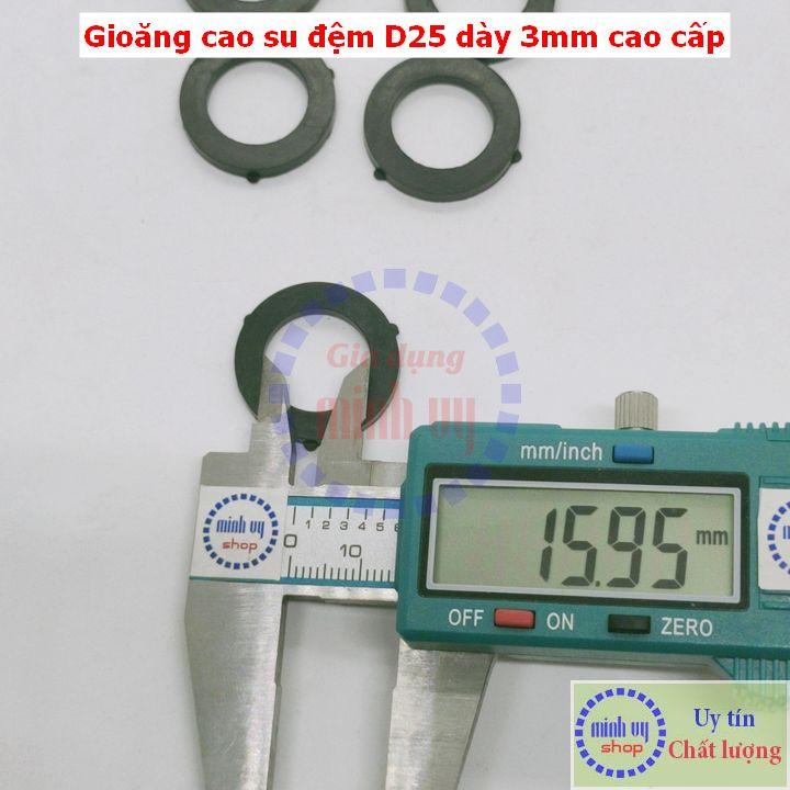 Combo 5 cái - Gioăng đệm cao su đen D25 dày 3mm - ron đệm cao su