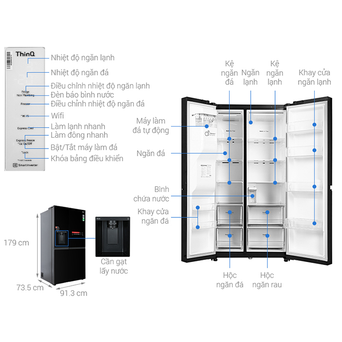 Tủ lạnh LG Inverter 635 Lít GR-D257WB - Chỉ giao Hà Nội