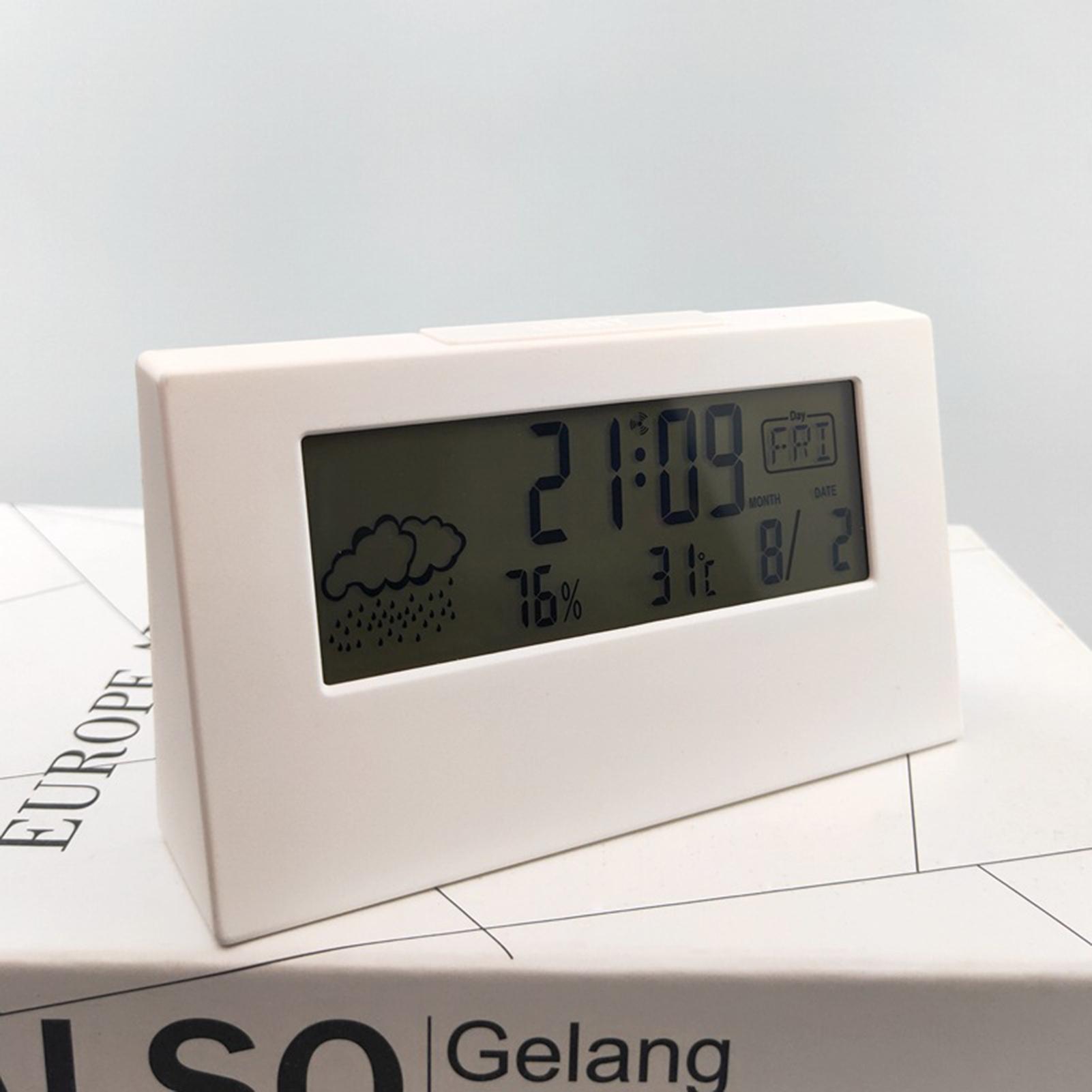 Đồng hồ điện tử LCD hiển thị Nhiệt độ Độ ẩm, Mặt số bằng nhựa, độ cứng cao, chống mài mòn
