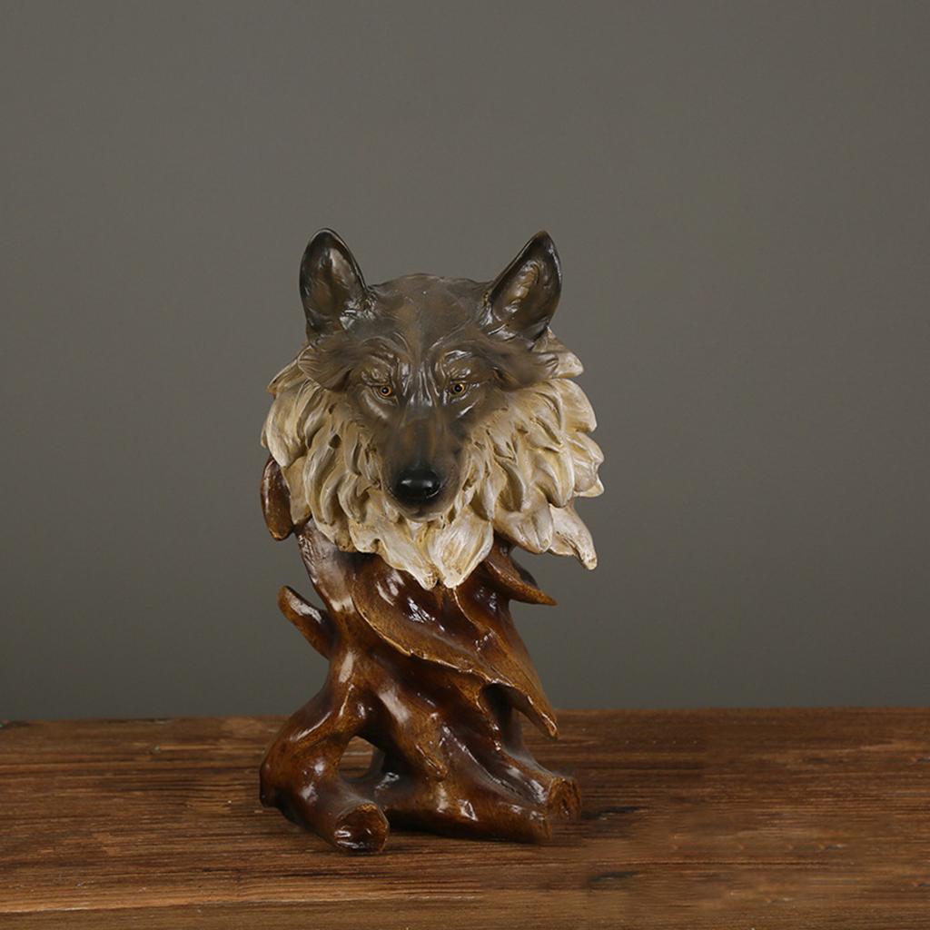 2x Animal Head Statue Decoration Desktop Figurine Retro Sculpture Gift
