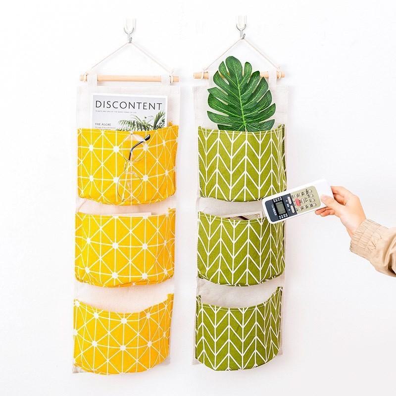 Túi vải đựng đồ 3 ngăn tiện dụng, Túi treo tường treo đồ, trang trí bếp, nhà cửa chất không thấm nước 2355 SHIPNHANH88