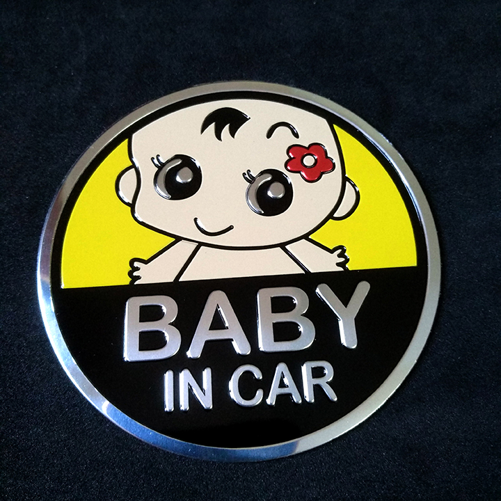 Logo dán kim loại BABY IN CAR