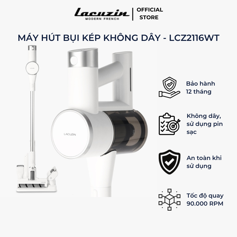 Máy hút bụi kép không dây - Hàng chính hãng Lacuzin - LCZ2116