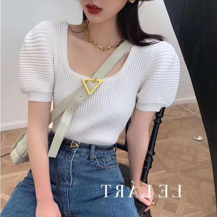 Áo Thun Nữ Tay Ngắn Màu Trơn Phong Cách Hàn Quốc