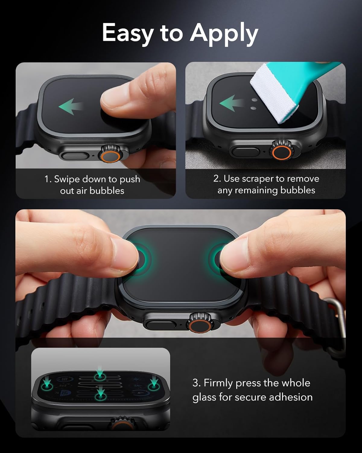 Kính Cường Lực Viền Kim Loại cho Apple Watch Ultra 3 49mm ESR Armorite Screen Protector – Hàng Chính Hãng