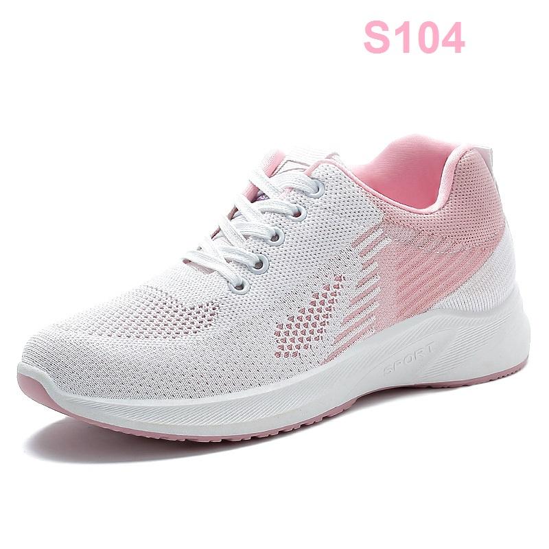 Giày Thể Thao Nữ Vải Thoáng Khí S104 -Đế Cai Su Đúc Nhẹ Có 2 màu