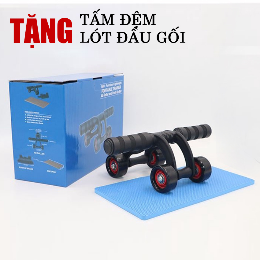 CON LĂN TẬP BỤNG 4 BÁNH CAO CẤP AB ROLLER, HỖ TRỢ TẬP LUYỆN CHO VÒNG EO 6 MÚI