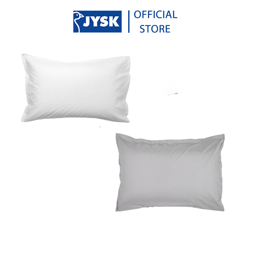 Vỏ gối cotton | JYSK Lilly | trắng/xám nhạt | R50xD70cm