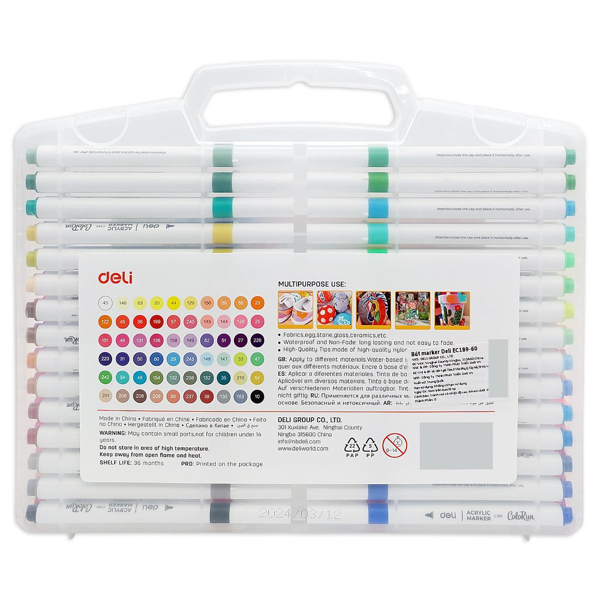 Hộp 60 Bút Marker Acrylic - Deli EC189-60