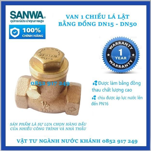 Van 1 chiều lá lật bằng đồng Sanwa Thái Lan có đệm cao su, có xuất hóa đơn VAT