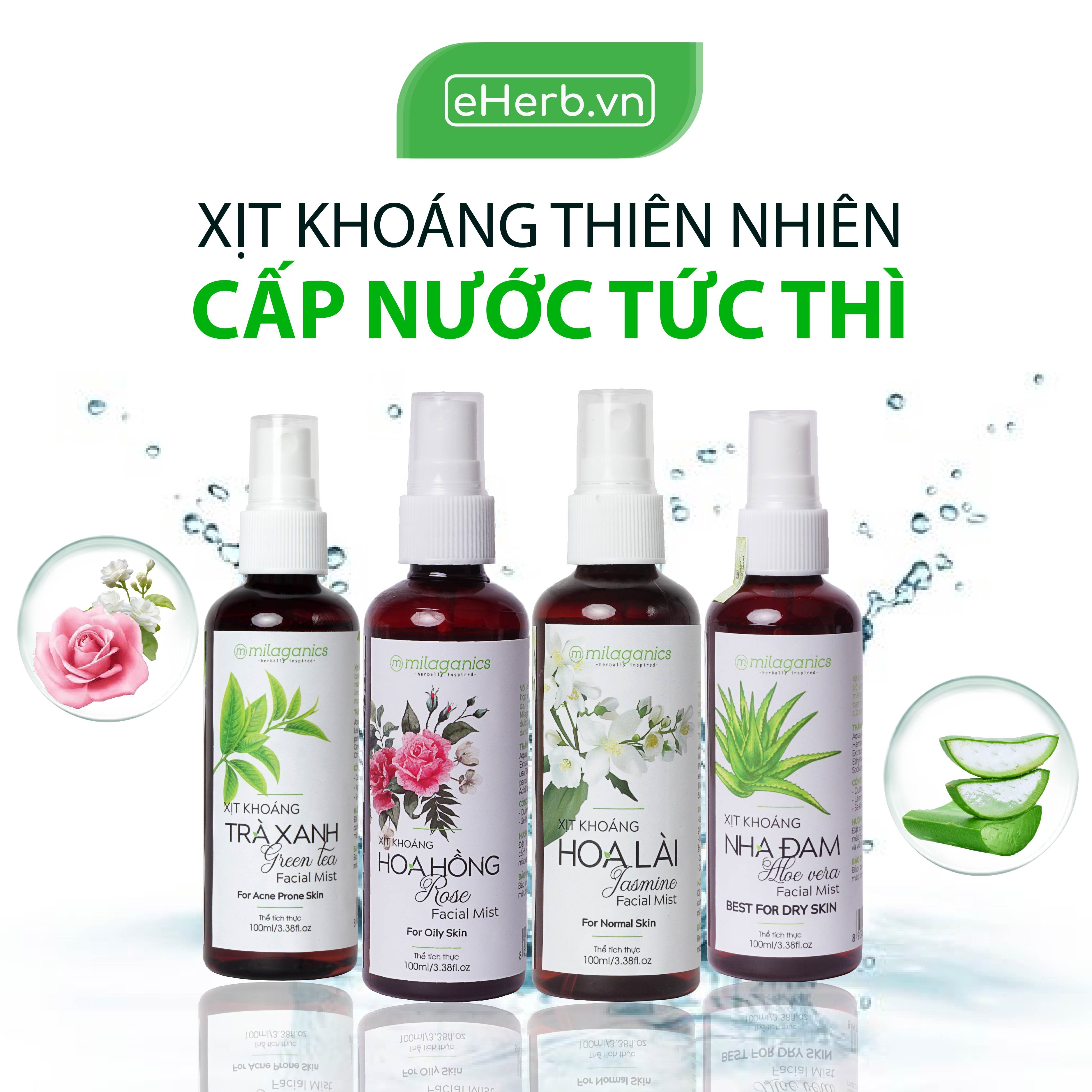 Xịt Khoáng Hoa Hồng Cấp Ẩm, Kiềm Dầu Cho Da Milaganics (100ml)