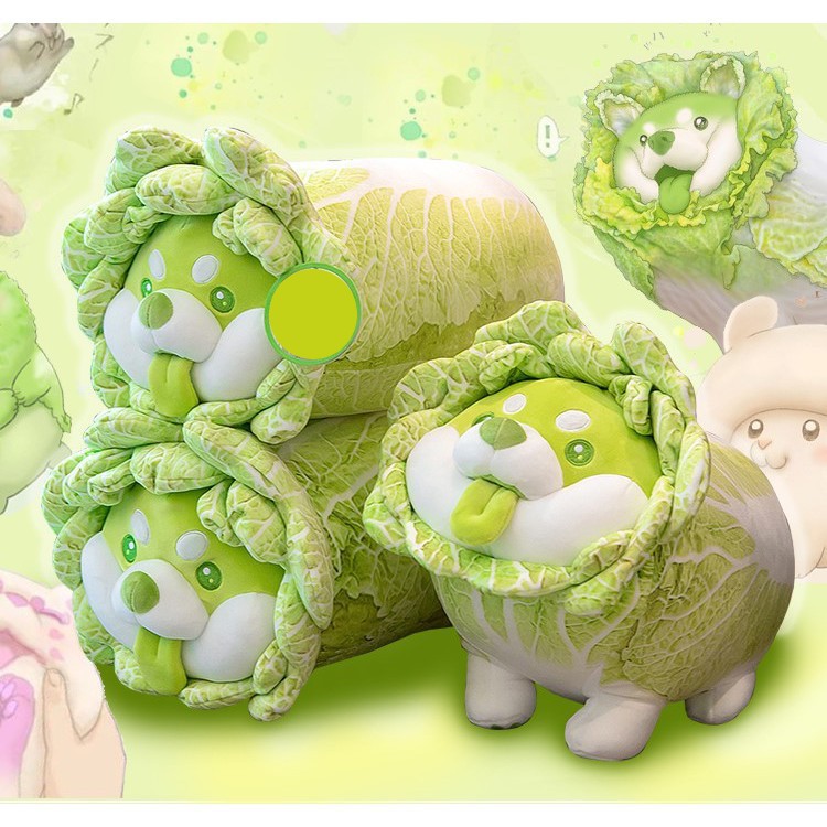 Gấu bông chó bắp cải – Quà tặng thú nhồi bông Shiba Inu Vegetable Fairy siêu dễ thương – Nhiều size – Gối ôm cho bé ngủ ngon