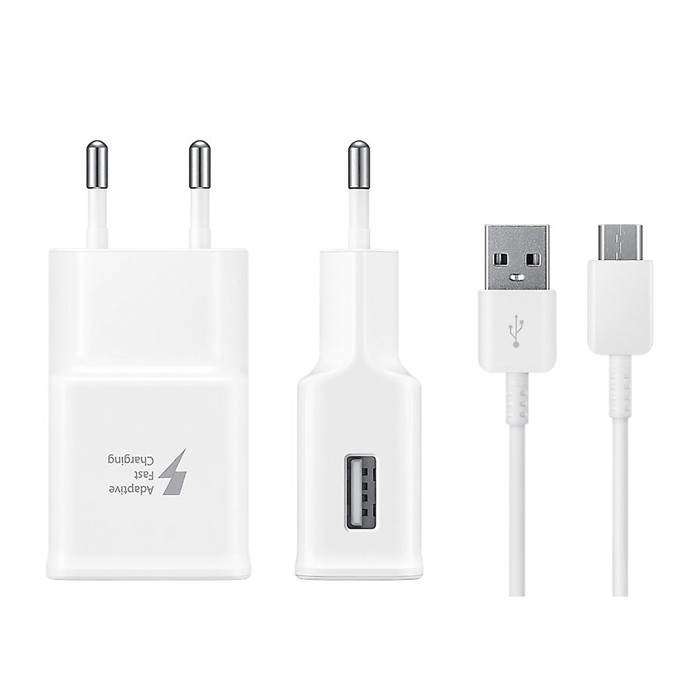 Bộ sạc nhanh Adapter Fast Charging (Trắng/đen) dành cho các dòng máy Samsung dùng cáp Type C - Hàng nhập khẩu