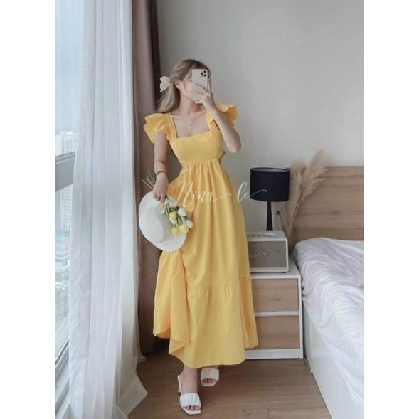 ĐẦM MAXI KHOÉT EO 2 BÊN BÈO VAI