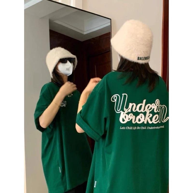 Áo Thun Tay Lỡ Unisex UNDER BROKEN màu XANH LÁ/TRẮNG /Nam nữ unisex/ Áo phông cổ tròn form rộng Jaystoree ️