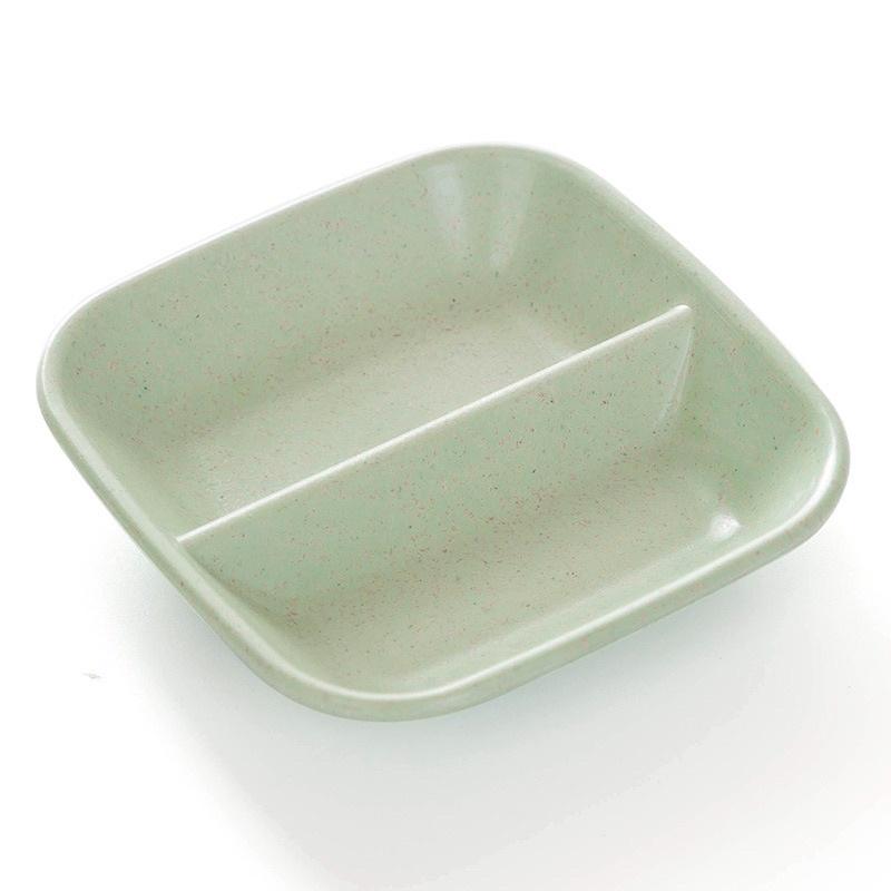 Chén đựng gia vị 2 ngăn nhựa lúa mạch an toàn sức khoẻ - Khay đĩa đựng gia vị, nước chấm, muối ớt 2 ngăn tiện lợi