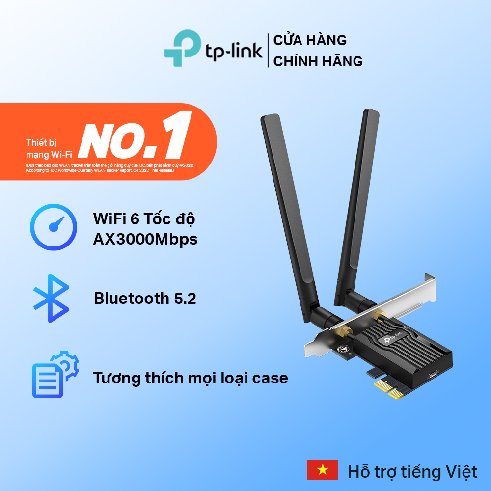 Bộ Chuyển Đổi Card WiFi PCIe TP-Link Archer TX55E Bluetooth 5.2 Wi-Fi 6 AX3000 - Hàng Chính Hãng