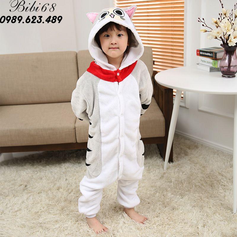 Bộ Đồ hình thú liền thân lông mịn Pijama dành Cho Người Lớn và Trẻ Em Hoạt Hình Cosplay