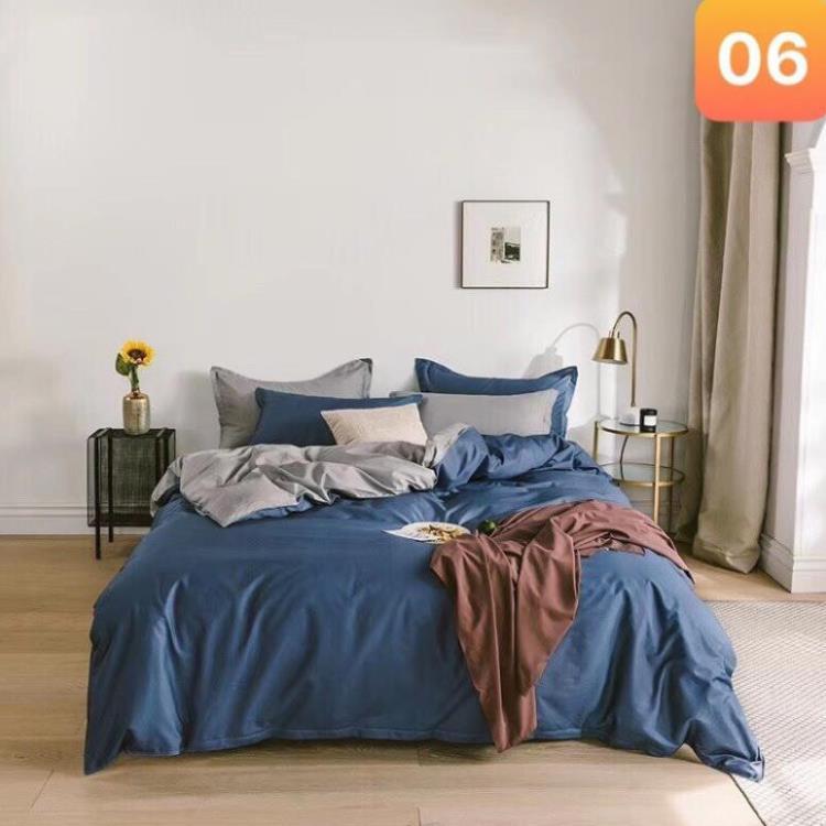 Bộ chăn ga gối Cotton Living đơn sắc 100% Nhà Nhím Chăn ga gối đủ size giường nệm