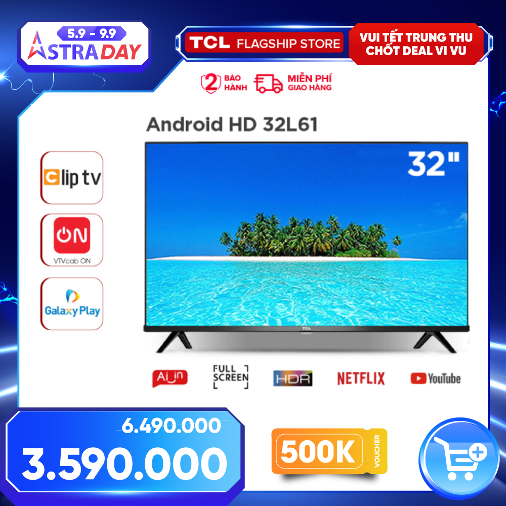 Smart TV TCL Android 8.0 32 inch HD wifi - 32L61 - HDR, Micro Dimming, Dolby, Chromecast, T-cast, AI+IN