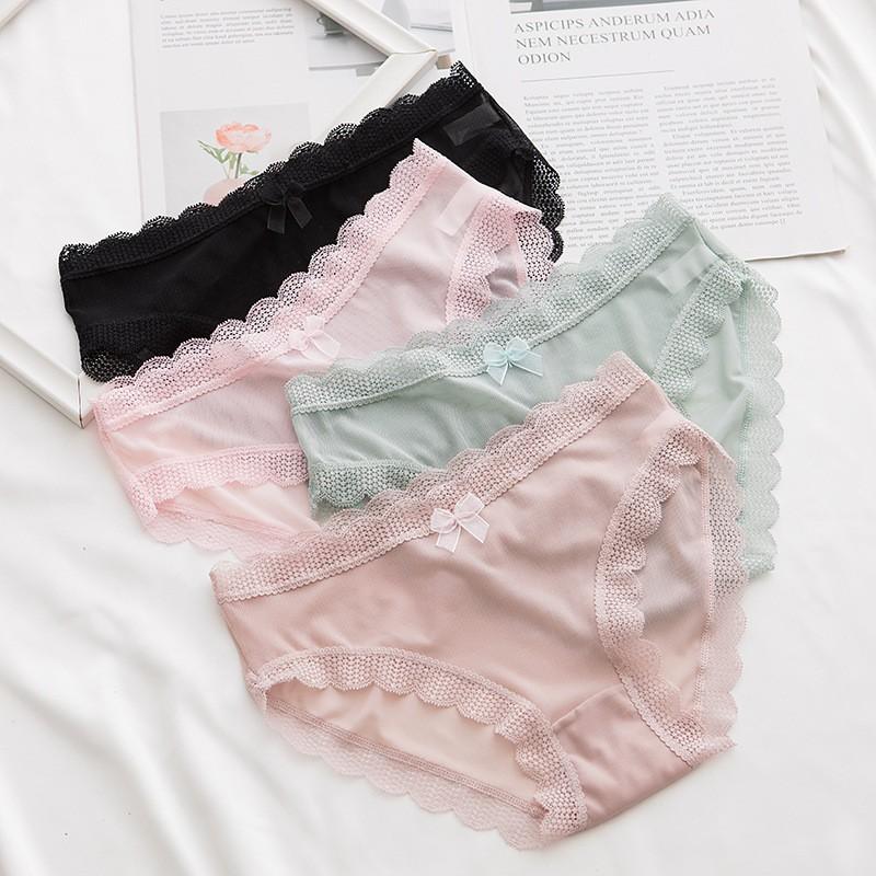 Quần chip lót nữ ren nơ cotton thun lạnh dễ thương sexy gợi cảm rẻ đẹp Y73