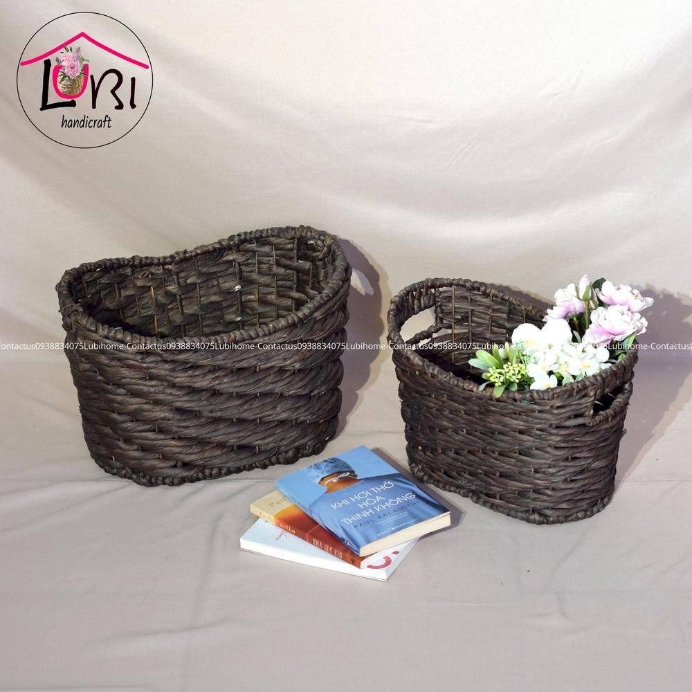 Sọt đựng đồ đan lục bình hình nén bạc - sang trọng