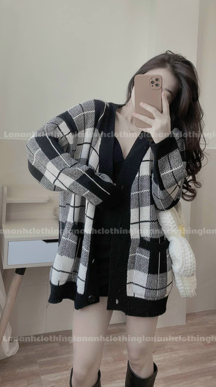 ÁO LEN KHOÁC CARO UNISEX NAM NỮ FORM RỘNG BIG SIZE CARDIGAN ÁO LẠNH DẠO PHỐ GIÁNG SINH NOEL ÁO ĐÔI ÁO CẶP