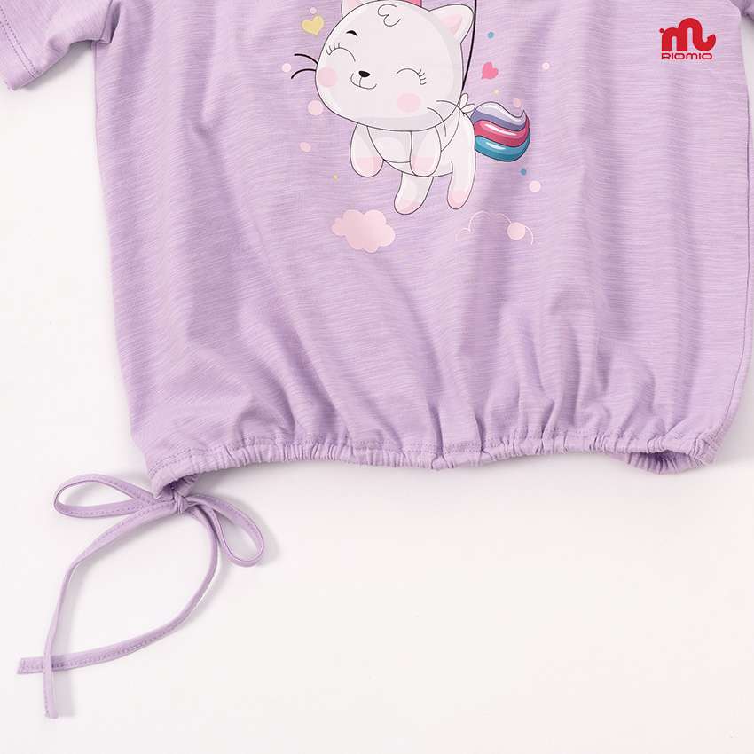Áo cộc tay cotton bé gái gấu luồn dây RIOMIO size 2-7 tuổi xinh xắn chất liệu mềm mịn mát cho bé - RA518