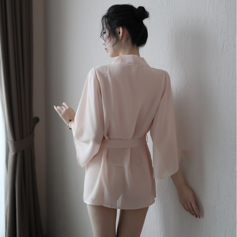 Đồ ngủ Sexy kiểu áo sơ mi che quần quyến rũ - Màu da