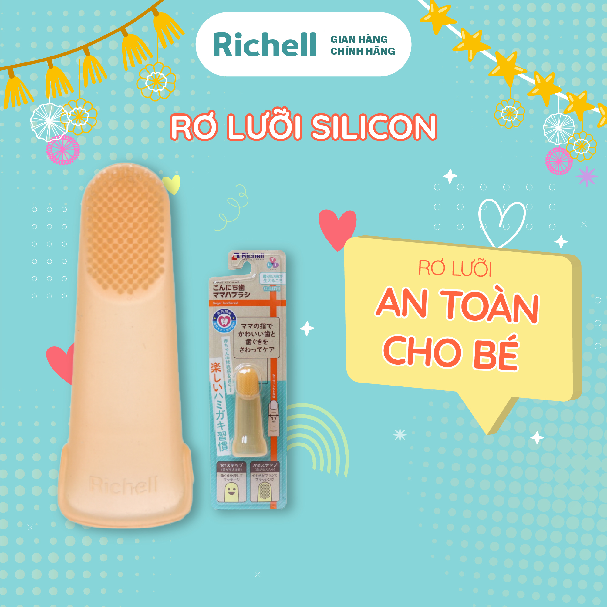 Hình ảnh Rơ lưỡi silicone Richell Nhật Bản vệ sinh cho bé từ 3 tháng tuổi | Baby