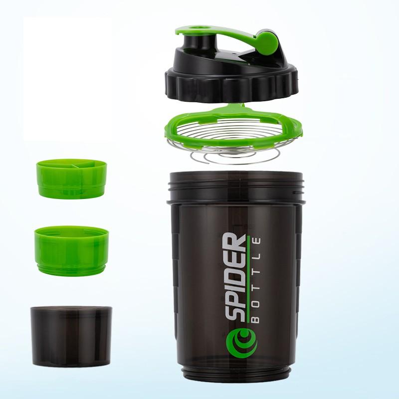 (HÀNG HOT) Bình nước thể thao tập Gym - Bình lắc nhiều ngăn Spider 500ml