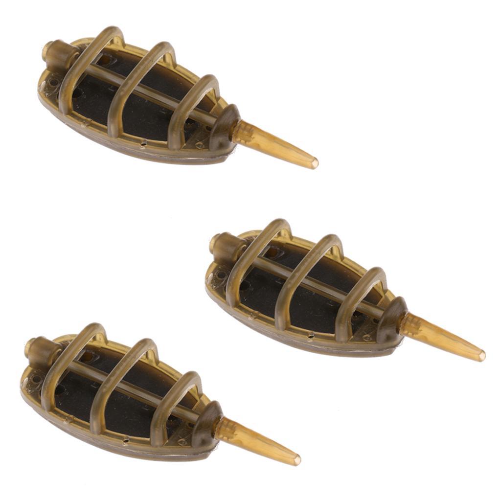 3Pcs Inline Method Feeder Set Carp Fishing Tackle Bait Cage with Lead Sinker