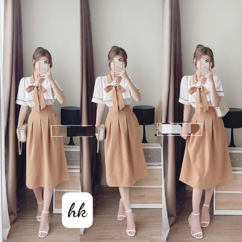 Set váy nơ cổ