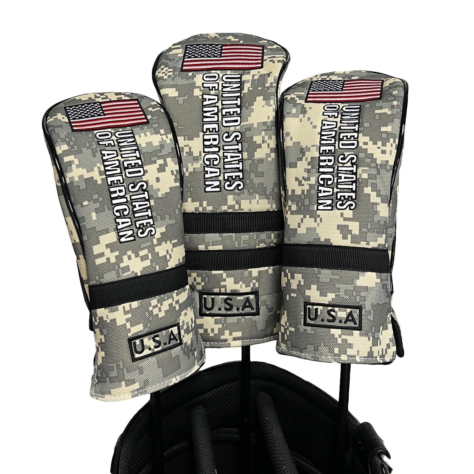 3 Pieces Golf Club Covers with No. Tags Water Resistant Golf Wood Headcover
