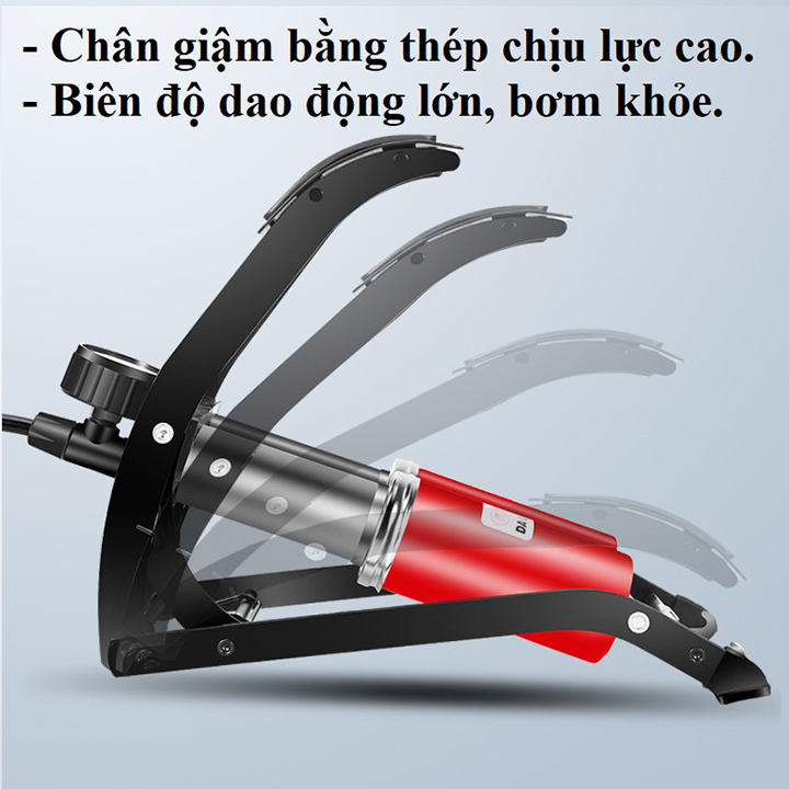 Bơm Hơi Ô Tô Xe Máy Đạp Chân 2 Piston Cao Cấp