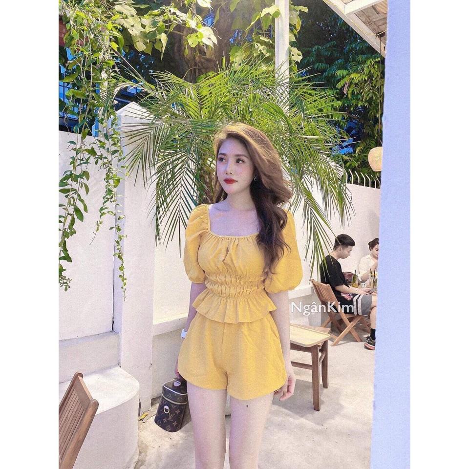 Set bộ đồ nhún eo kèm quần siêu hot