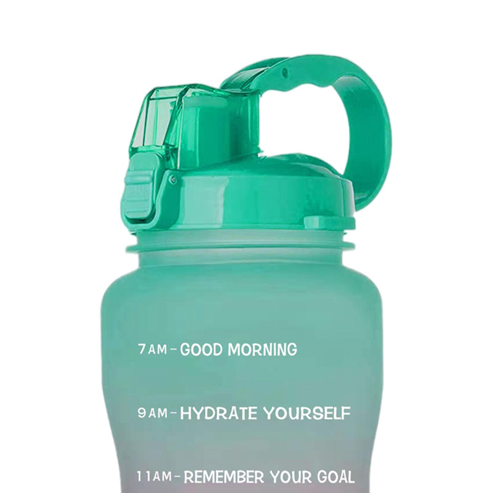 2.2 Litre Motivational Water Bottle with Time Markings & Straw Half Gallon Water Bottle Leakproof BPA Free Reusable Large Water Jug for Sports and Gym