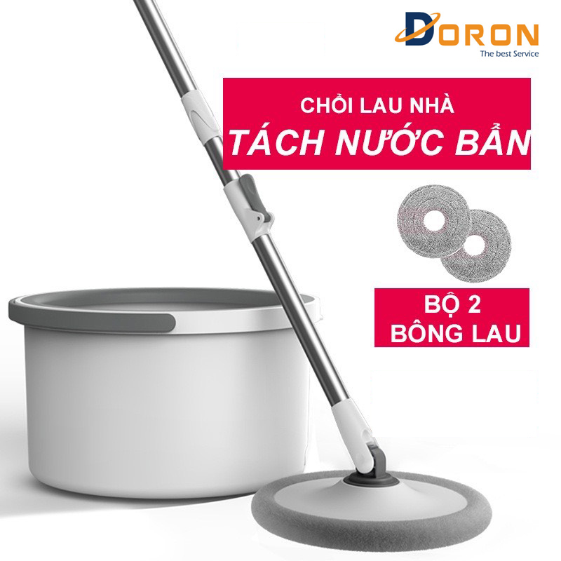 Bộ Cây Lau Nhà Tách Nước Bẩn Thông Minh MOP 360 độ, Bộ 2 Bông Lau - Hàng Nhập Khẩu