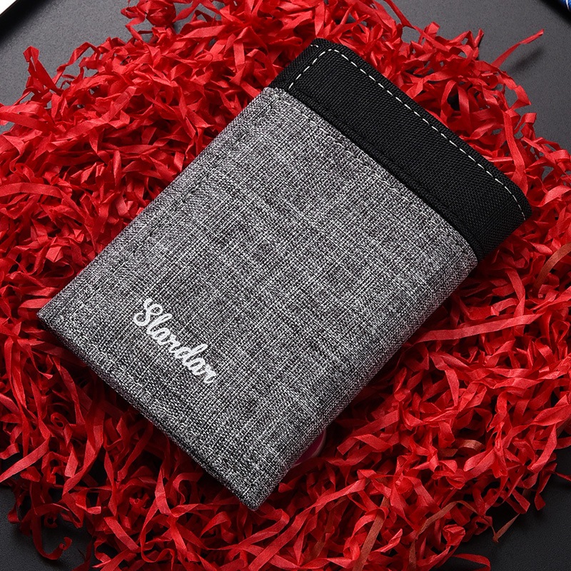 Ví Vải Nam Slardar Wallet Men Gập 3 Phối Màu Retro Thiết Kế Dáng Đứng Nhiều Ngăn Kiểu Dáng Hàn Quốc