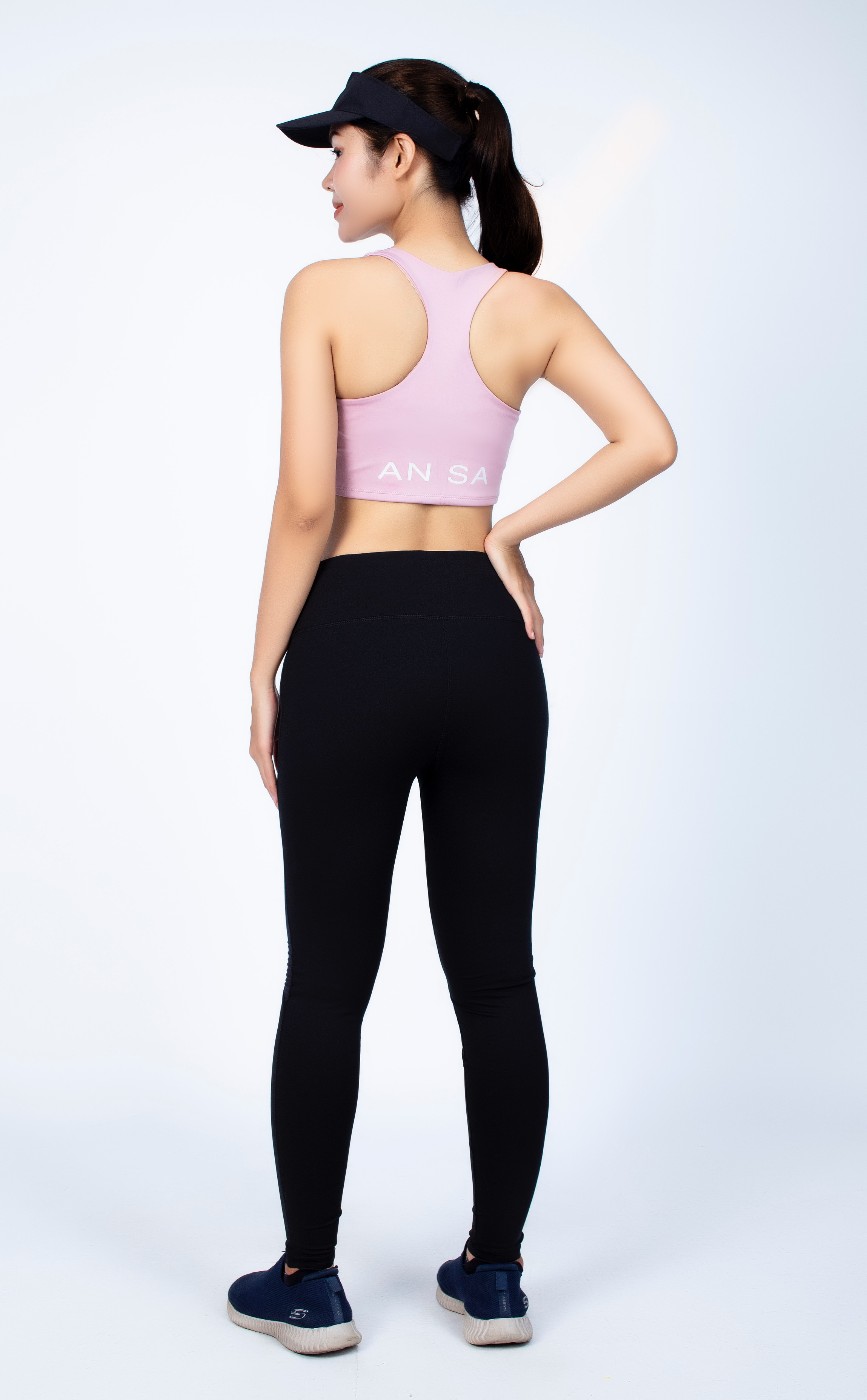 Bộ đồ tập thể thao nữ quần dài phối lưới áo croptop 3 lỗ - BQD3