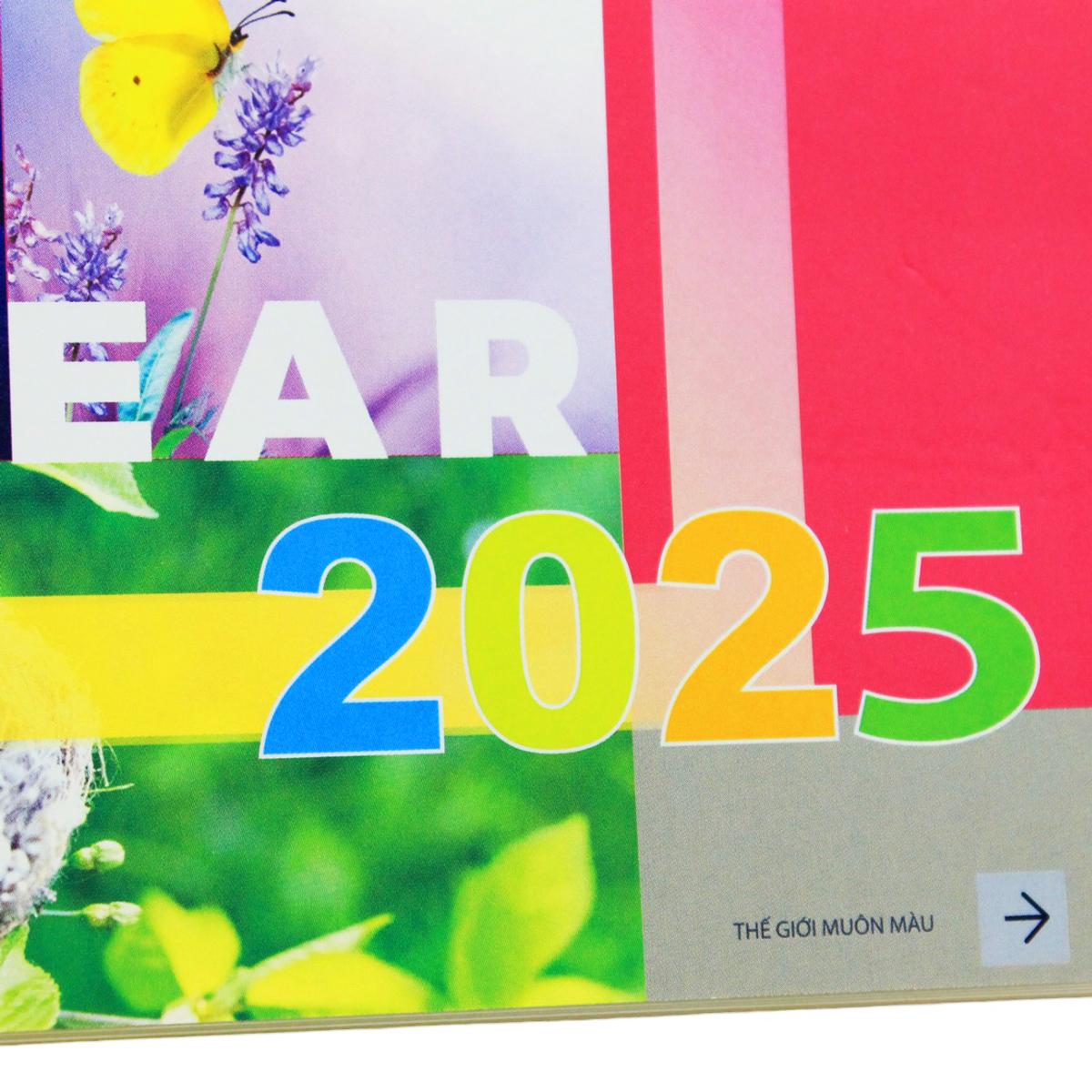 Lịch Bàn 2025 Có Note - Thế Giới Muôn Màu - Văn Lang VL-LB12 - Đế Màu Cam