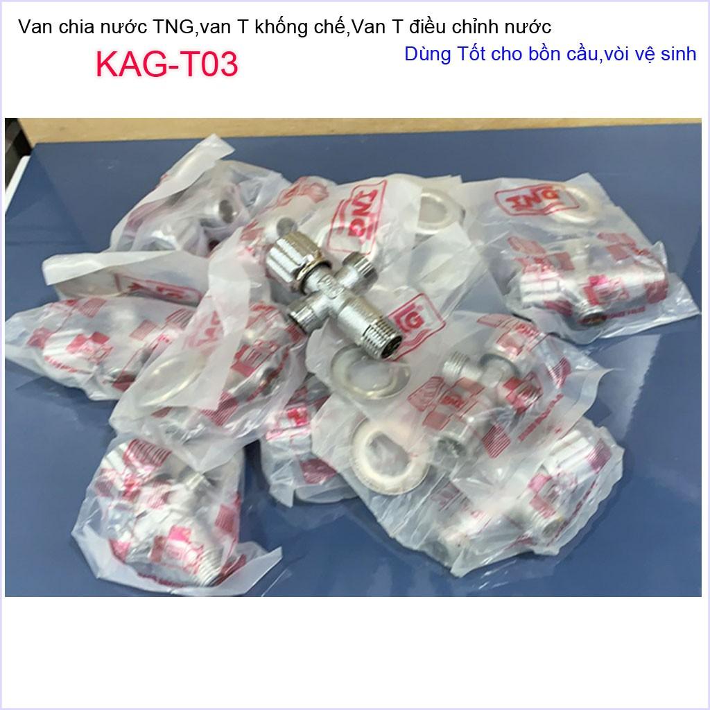 T chia nước van khóa giảm áp KAG-T03 cao cấp, van T chia nước bồn cầu và vòi xịt, T nối nước vòi xịt siêu bền