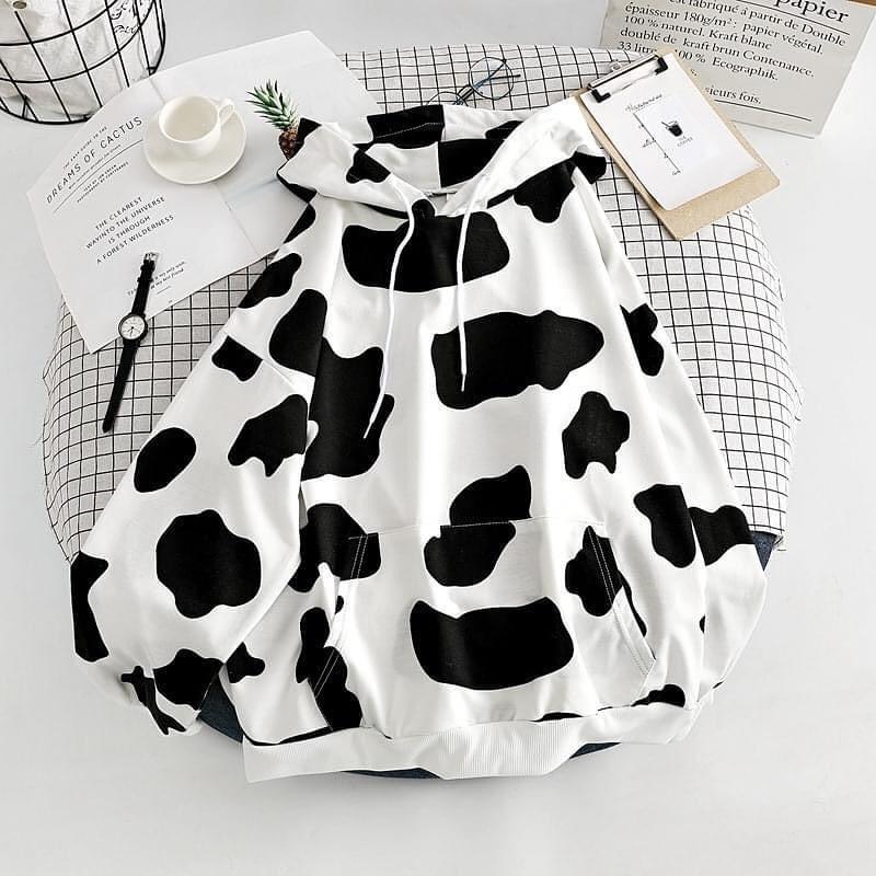 Áo khoác bò sữa nỉ bông dày dặn hàng quảng châu form rộng unisex áo khoác zip BÒ SỮA